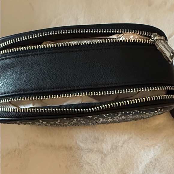 Juicy Couture Double Camera Crossbody Black Rhinestone Bling Spiderweb Halloween - Picture 4 of 9